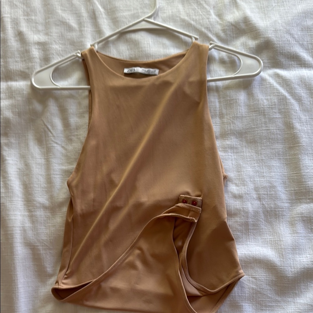 Zara Tan Cut Out Tank Top